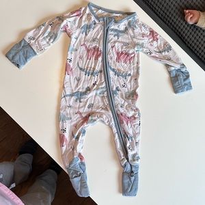 Caden Lane Dinosaur Zipper Footie Pajamas | 0-3 Months Soft Sleep n Play